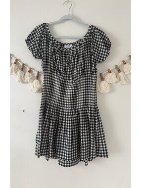 Frankies Bikinis Sadie Gingham Mini Dress Pintucked Feminine Beach Lightweight M